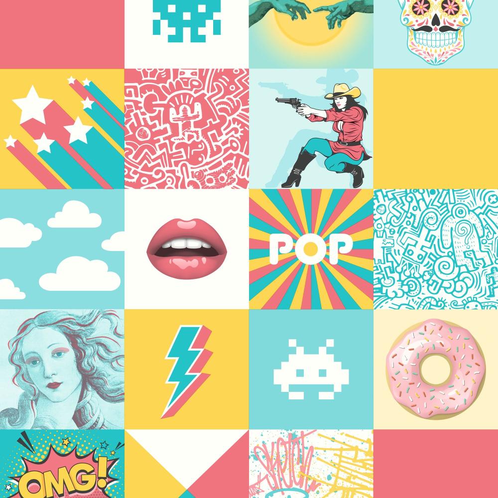 Pop Art Patchwork Wallpaper - Multi pattern