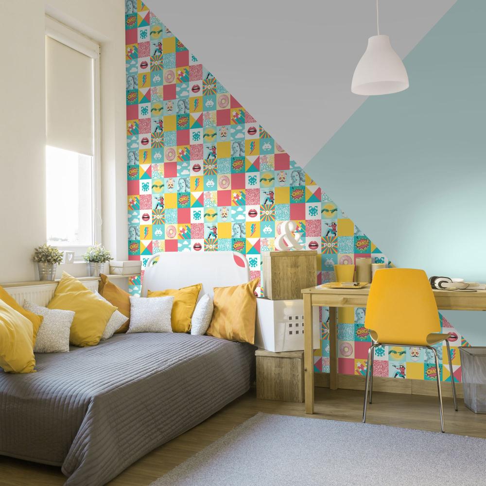 Pop Art Patchwork Wallpaper - Multi room view