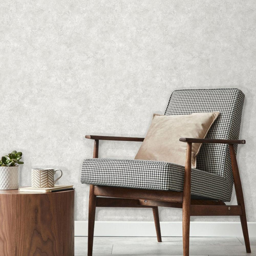 Embossed Crackled Texture Wallpaper - White room view