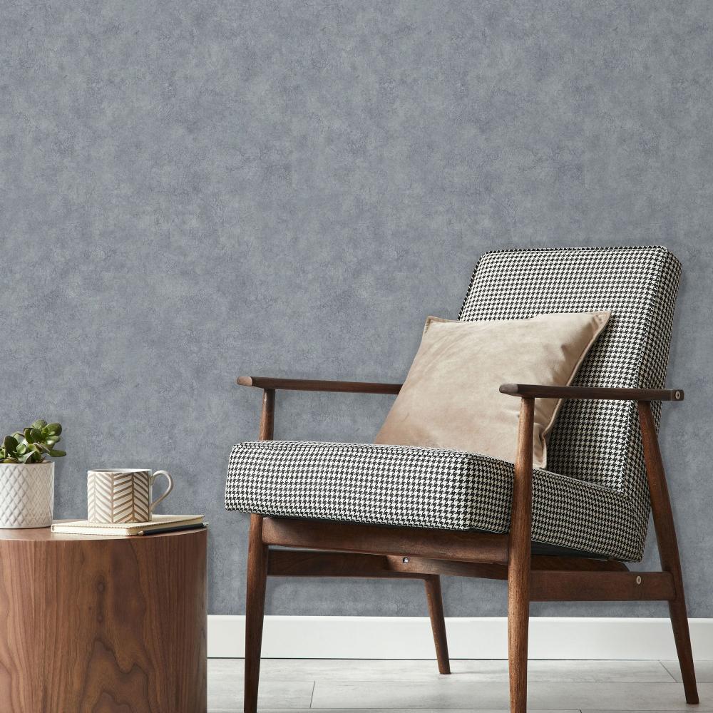 Embossed Crackled Texture Wallpaper - Blue room view