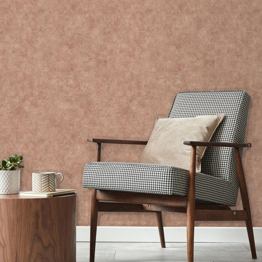 Embossed Crackled Texture Wallpaper - Terracotta room view