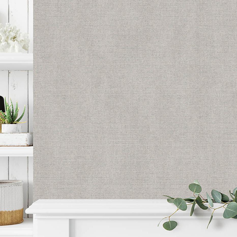 Luxe Faux Tweed Textile Texture Wallpaper - Grey room view