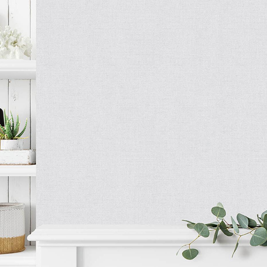 Luxe Faux Tweed Textile Texture Wallpaper - Light Grey room view
