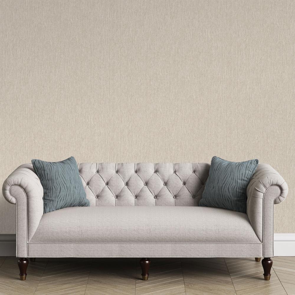 Faux Fine Wool Wallpaper - Light Beige room view