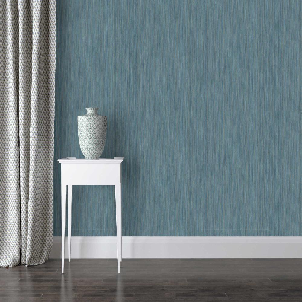 Fine Textured Stria Wallpaper - Blue room view