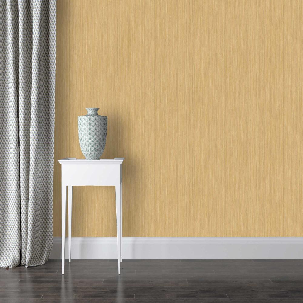 Fine Textured Stria Wallpaper - Yellow room view