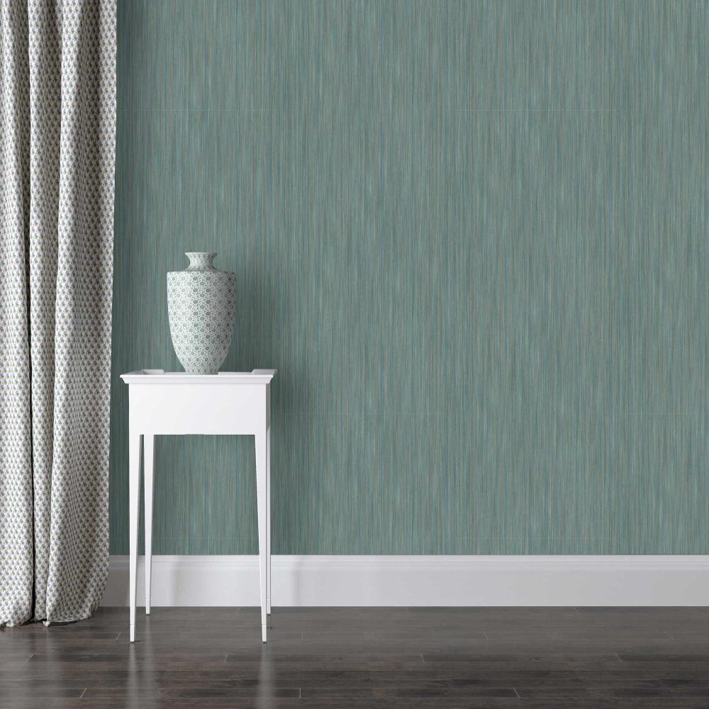 Fine Textured Stria Wallpaper - Green room view
