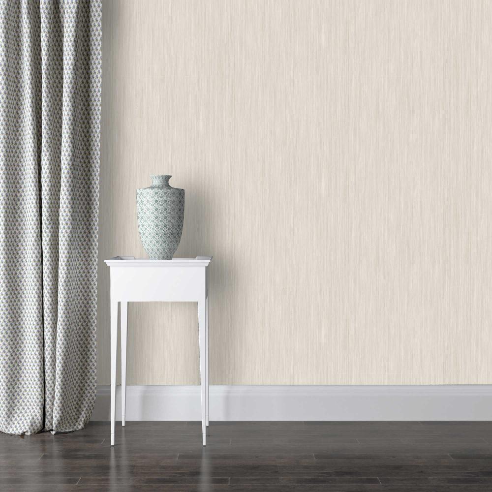 Fine Textured Stria Wallpaper - Beige room view