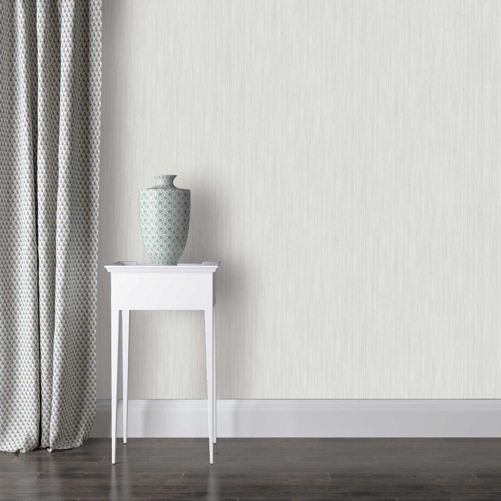 Fine Textured Stria Wallpaper - Light Grey room view