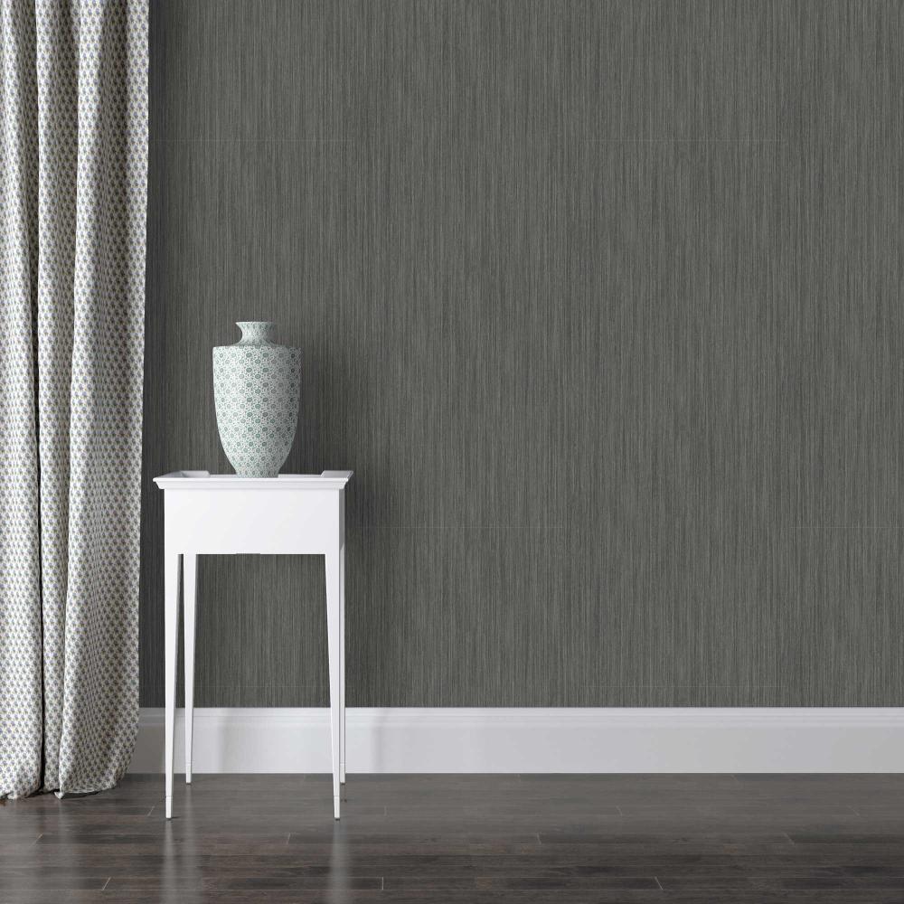 Fine Textured Stria Wallpaper - Anthracite room view