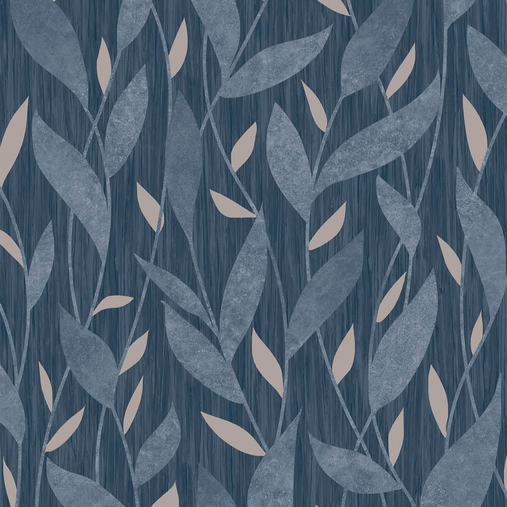 Dancing Leaves Trail Wallpaper - Blue pattern