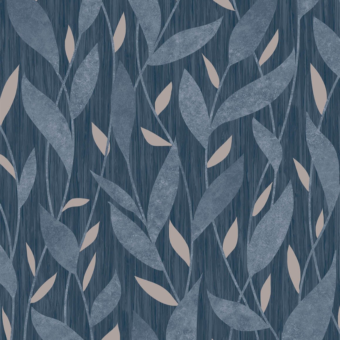 Dancing Leaves Trail Wallpaper - Blue pattern