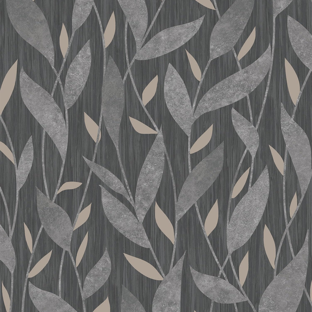 Dancing Leaves Trail Wallpaper - Black pattern