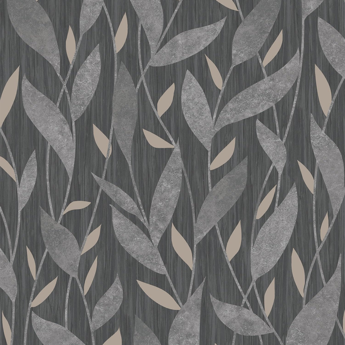Dancing Leaves Trail Wallpaper - Black pattern