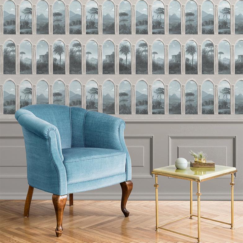 Exotic Vista Archway Wallpaper - Blue room view