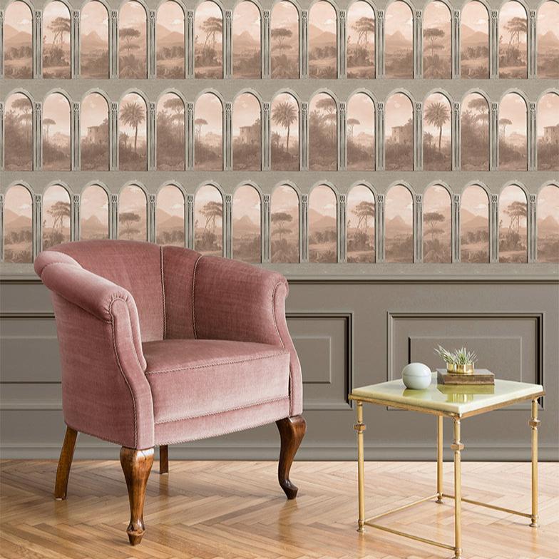 Exotic Vista Archway Wallpaper - Blush room view