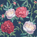 Peony Bloom Wallpaper - Blue pattern
