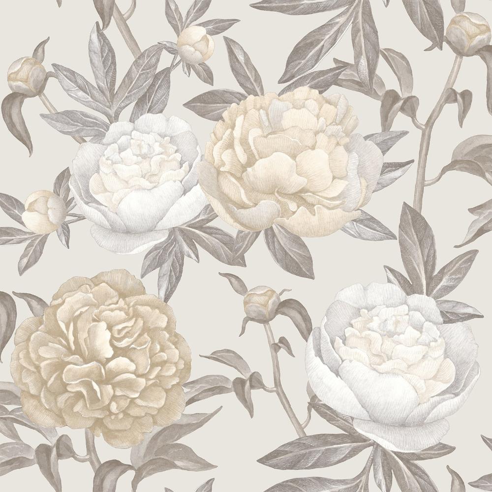 Peony Bloom Wallpaper - Beige pattern