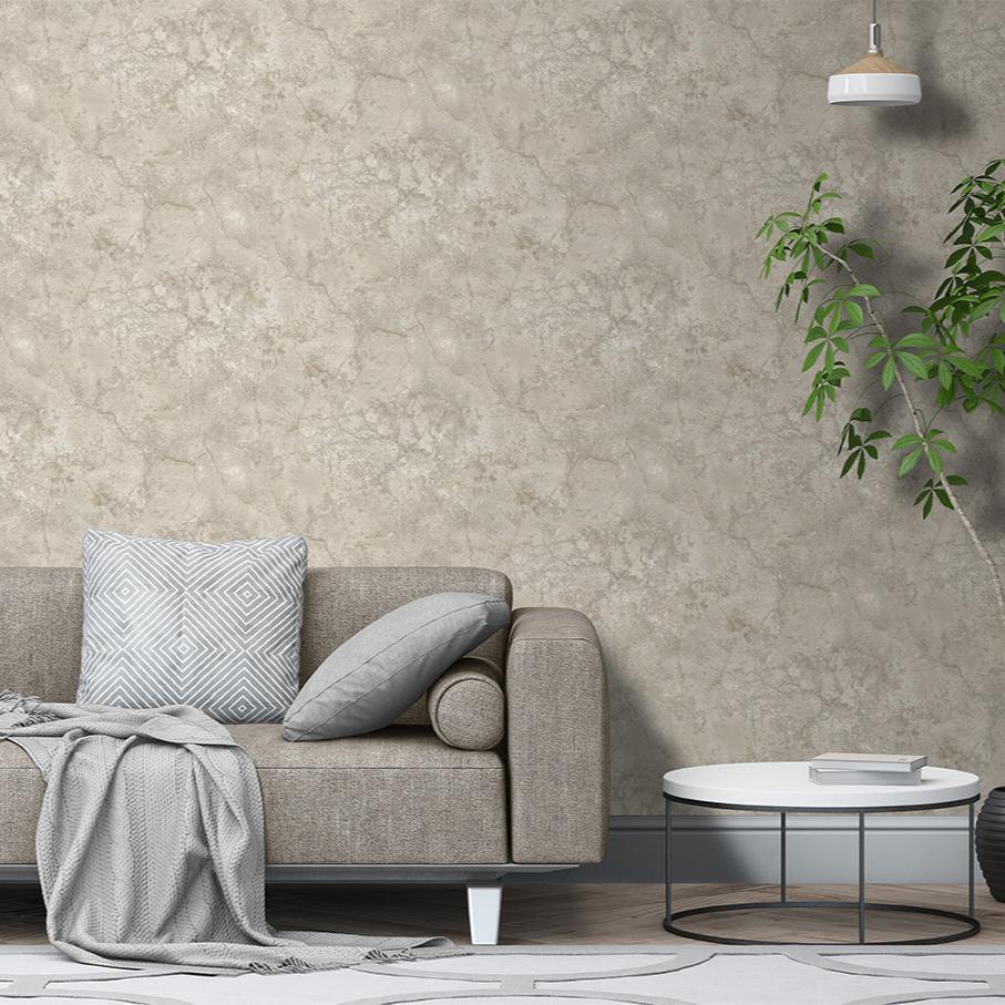 Marble Wallpaper - Dark Beige room view