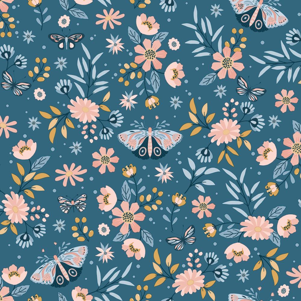 Whimsical Meadow Wallpaper - Blue pattern