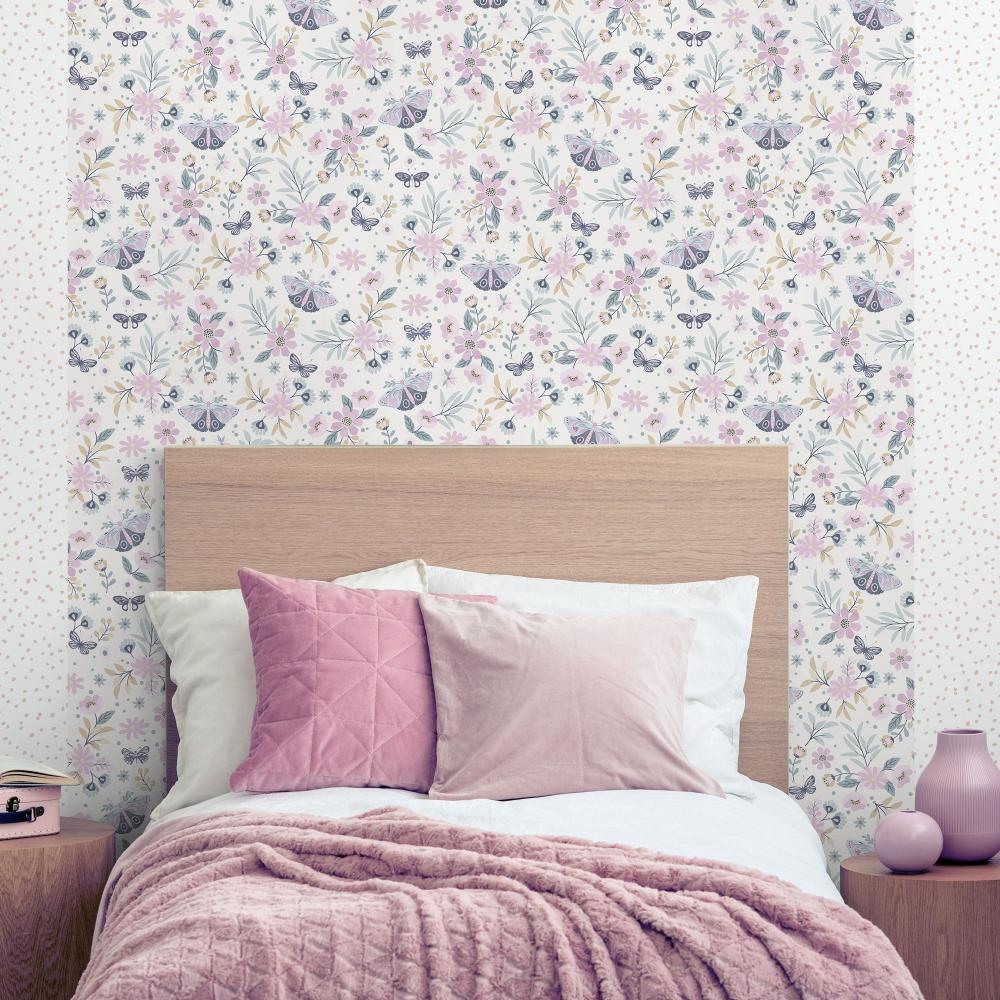 Whimsical Meadow Wallpaper - Pink room view