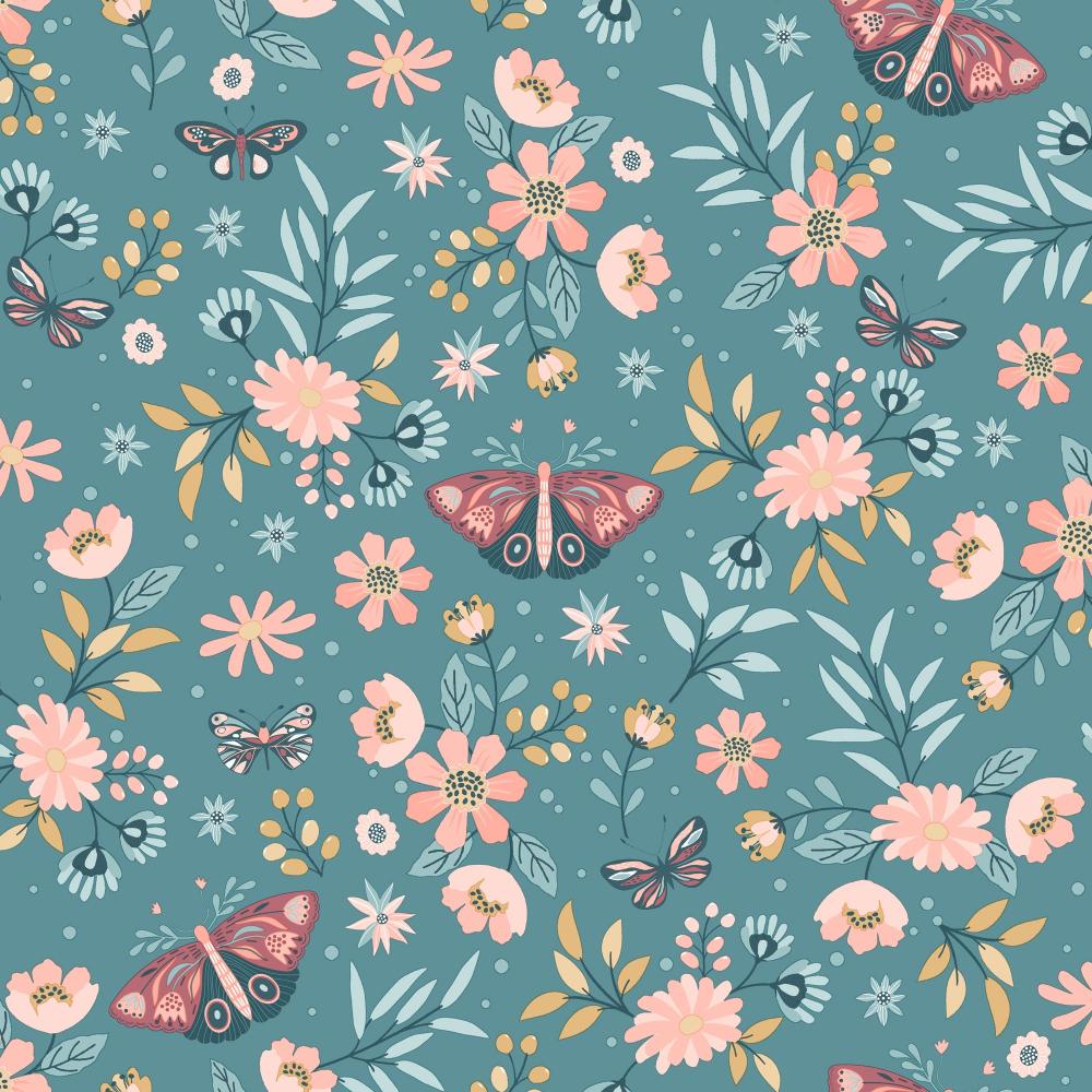 Whimsical Meadow Wallpaper - Green pattern