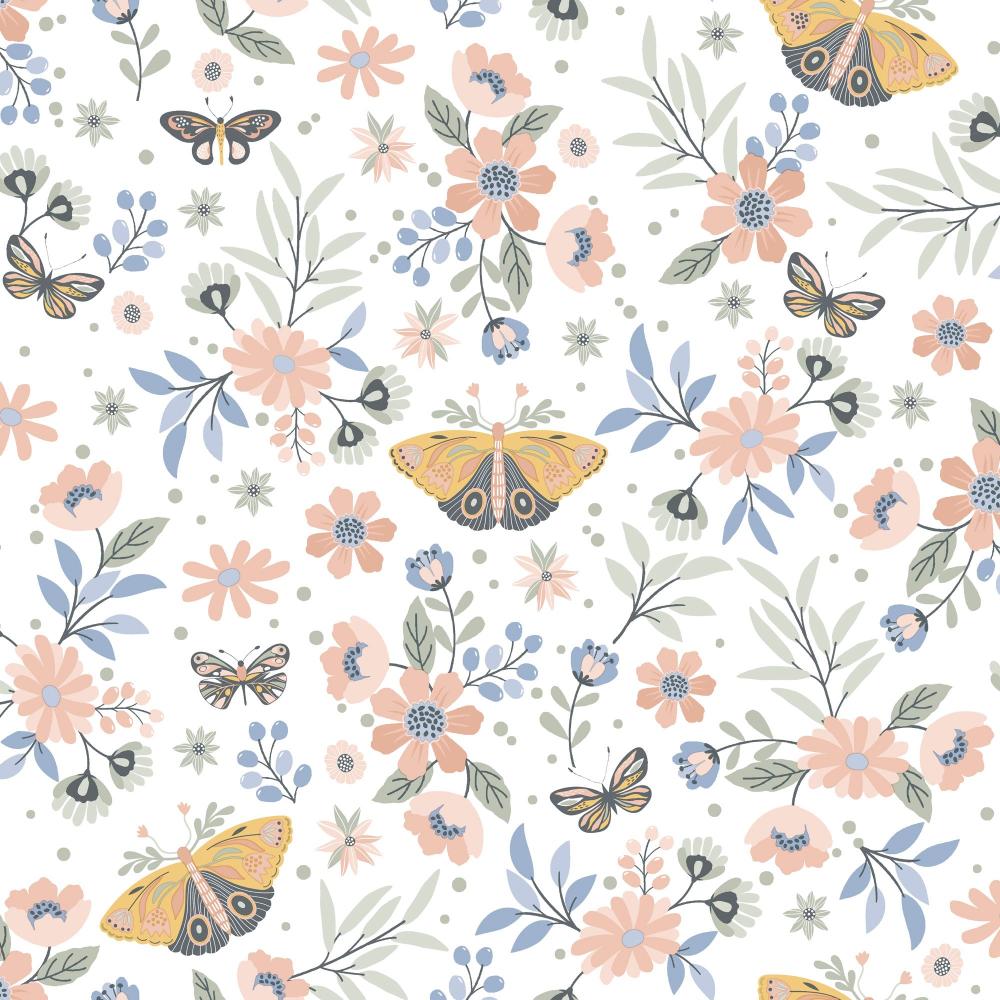 Whimsical Meadow Wallpaper - Orange pattern