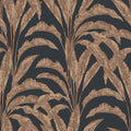 Luxe Tropical Palm Wallpaper - Orange on Black pattern