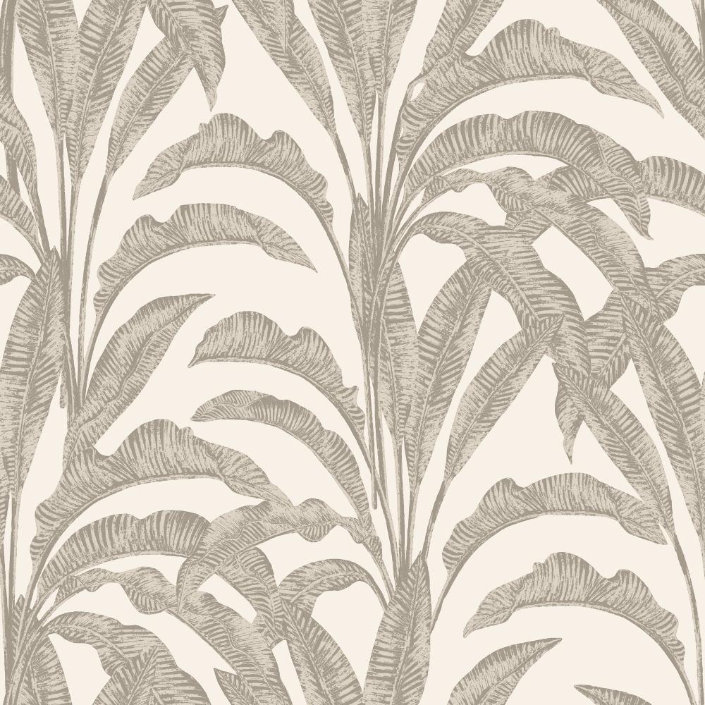 Luxe Tropical Palm Wallpaper - Beige on Cream pattern
