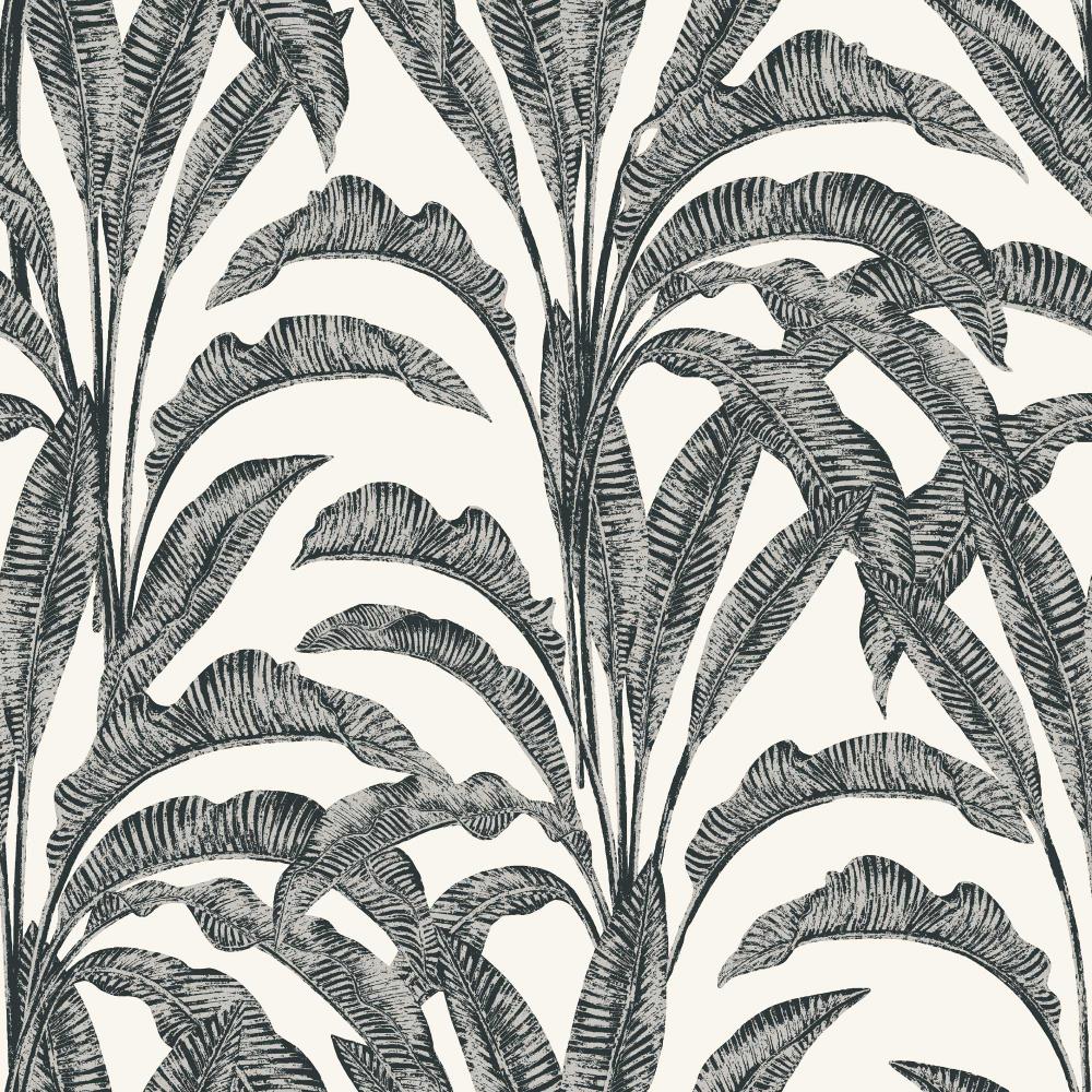 Luxe Tropical Palm Wallpaper - Grey and Cream pattern