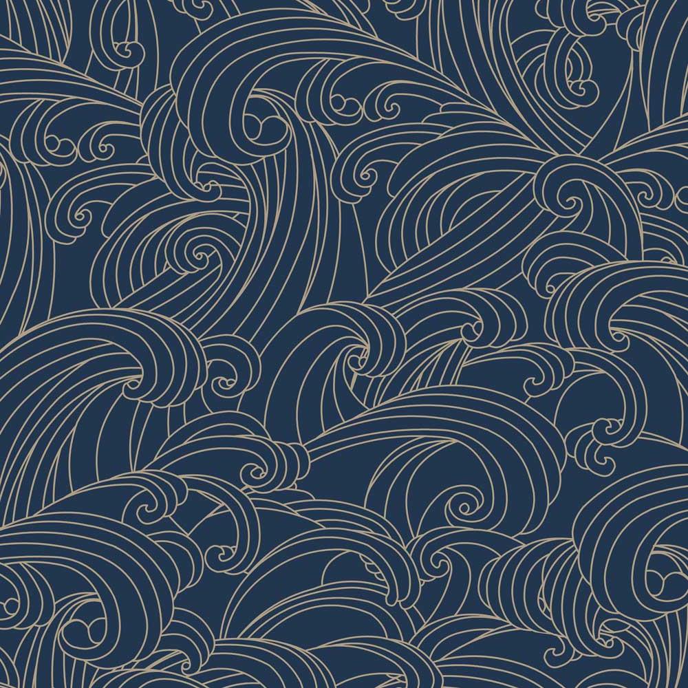 Big Wave Wallpaper - Blue pattern