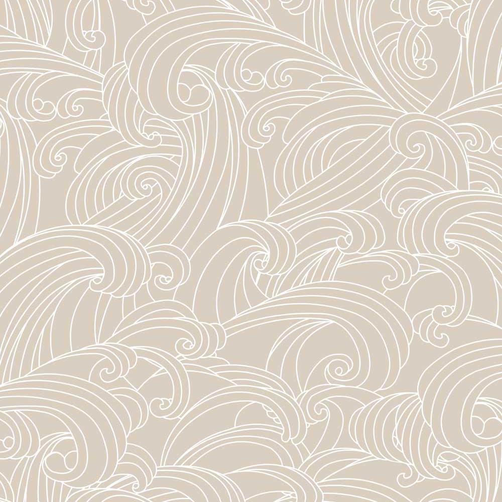 Big Wave Wallpaper - Beige and Cream pattern