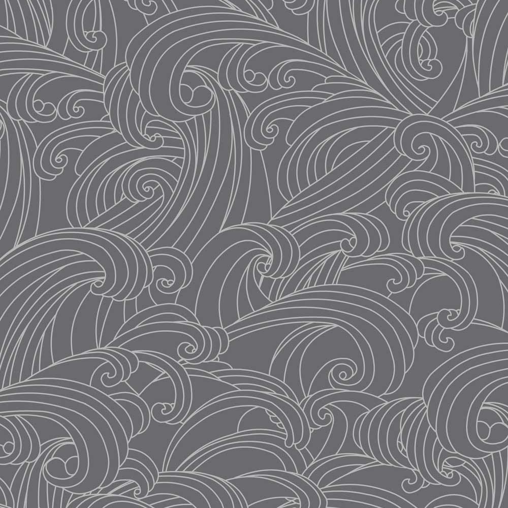 Big Wave Wallpaper - Grey pattern