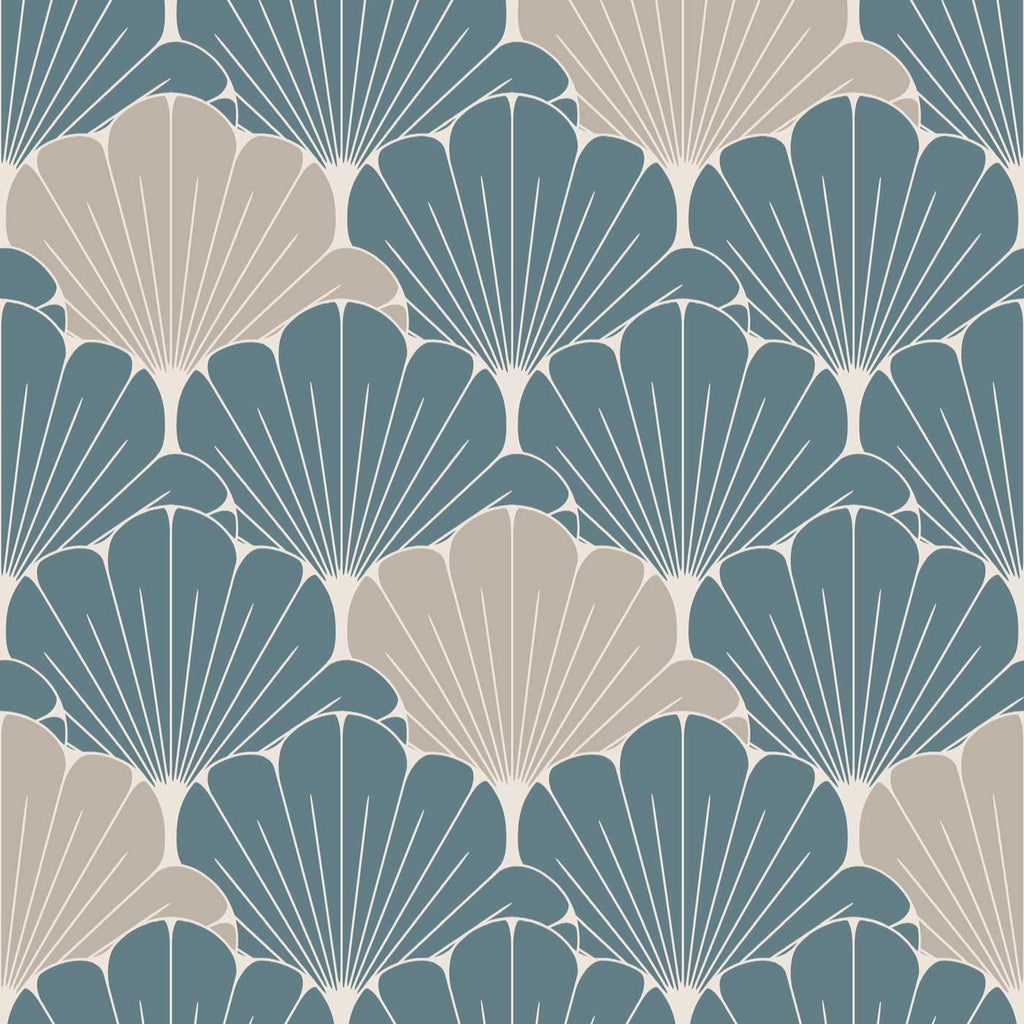Giant Art Deco Gingko Leaf Wallpaper - Green pattern