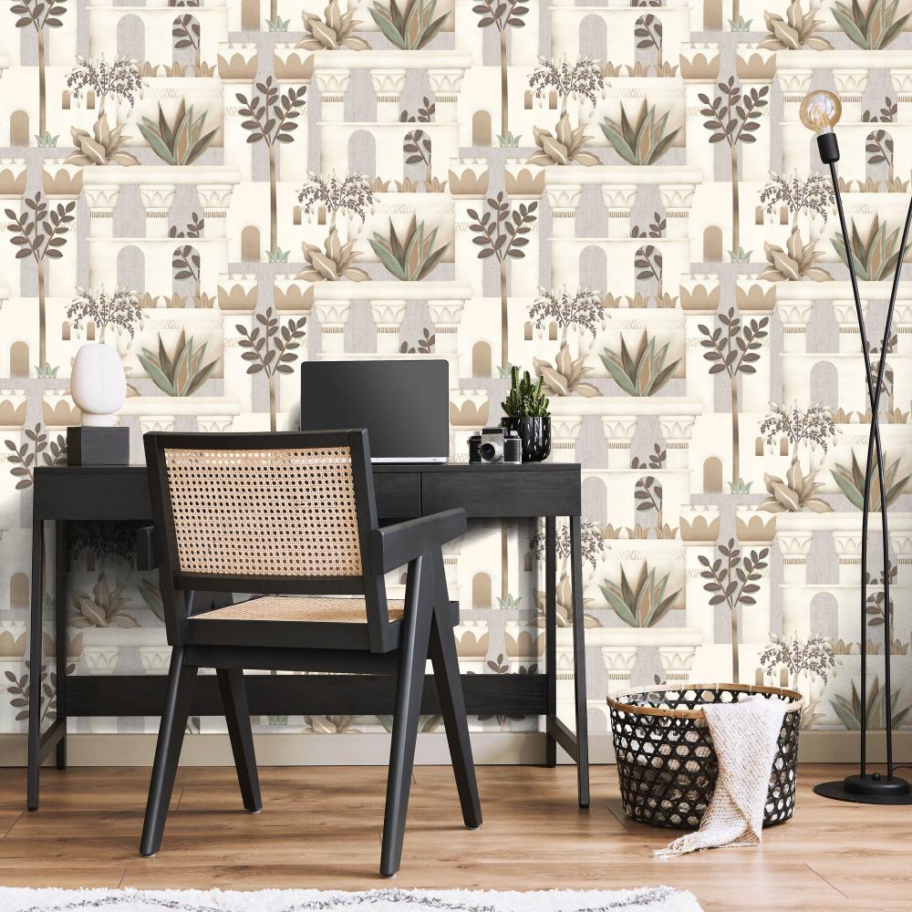 Mediterranean Villa Garden Wallpaper - Beige room view