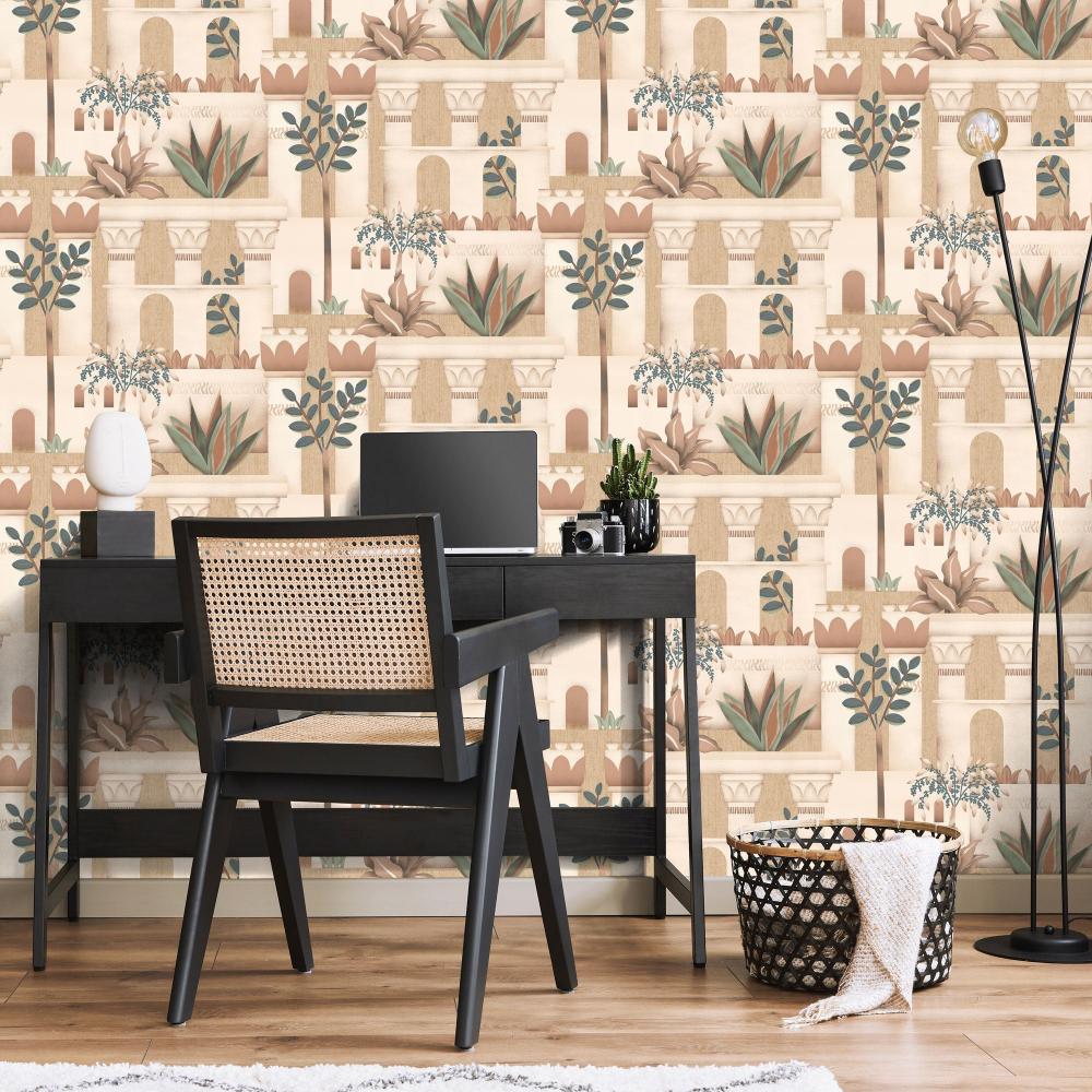 Mediterranean Villa Garden Wallpaper - Orange room view
