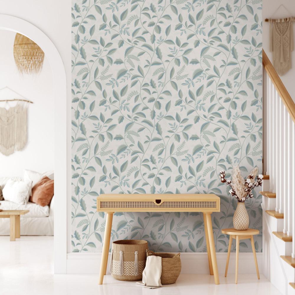 Tranquil Leafy Vine Wallpaper - Green room view