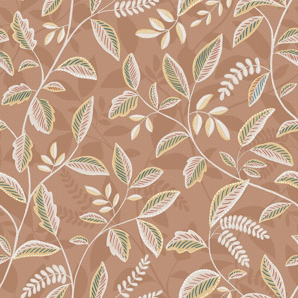 Tranquil Leafy Vine Wallpaper - Orange pattern