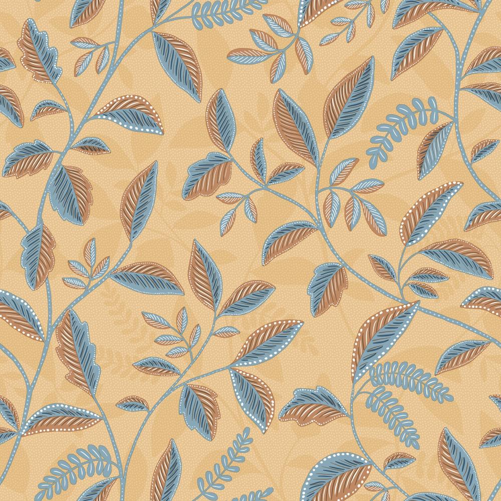 Tranquil Leafy Vine Wallpaper - Ocher pattern