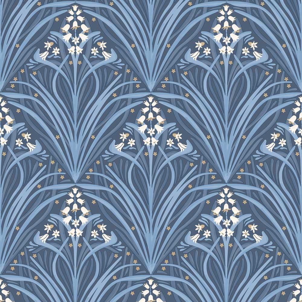 Victorian Bloom Wallpaper - Blue pattern