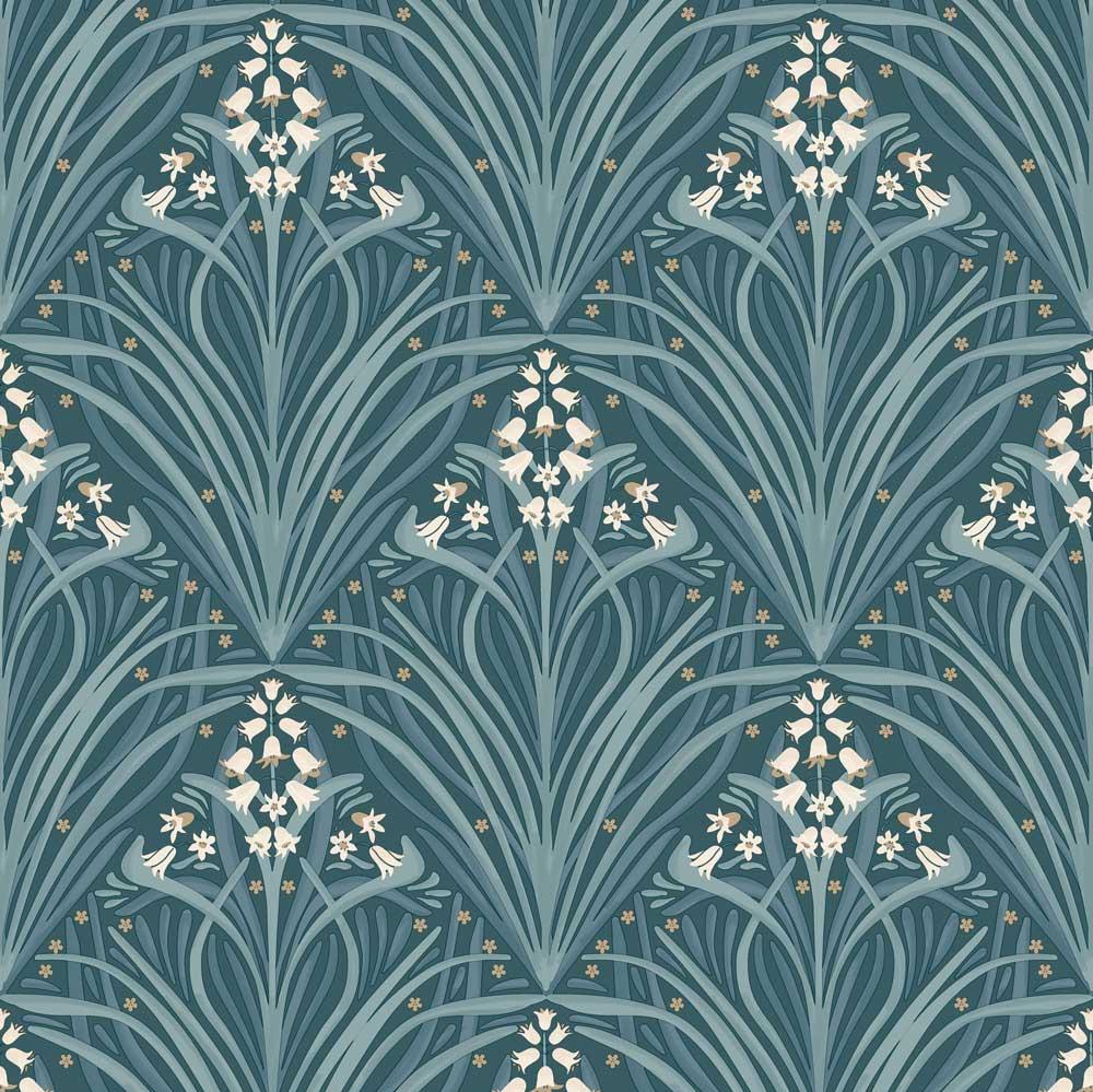 Victorian Bloom Wallpaper - Dark Green pattern