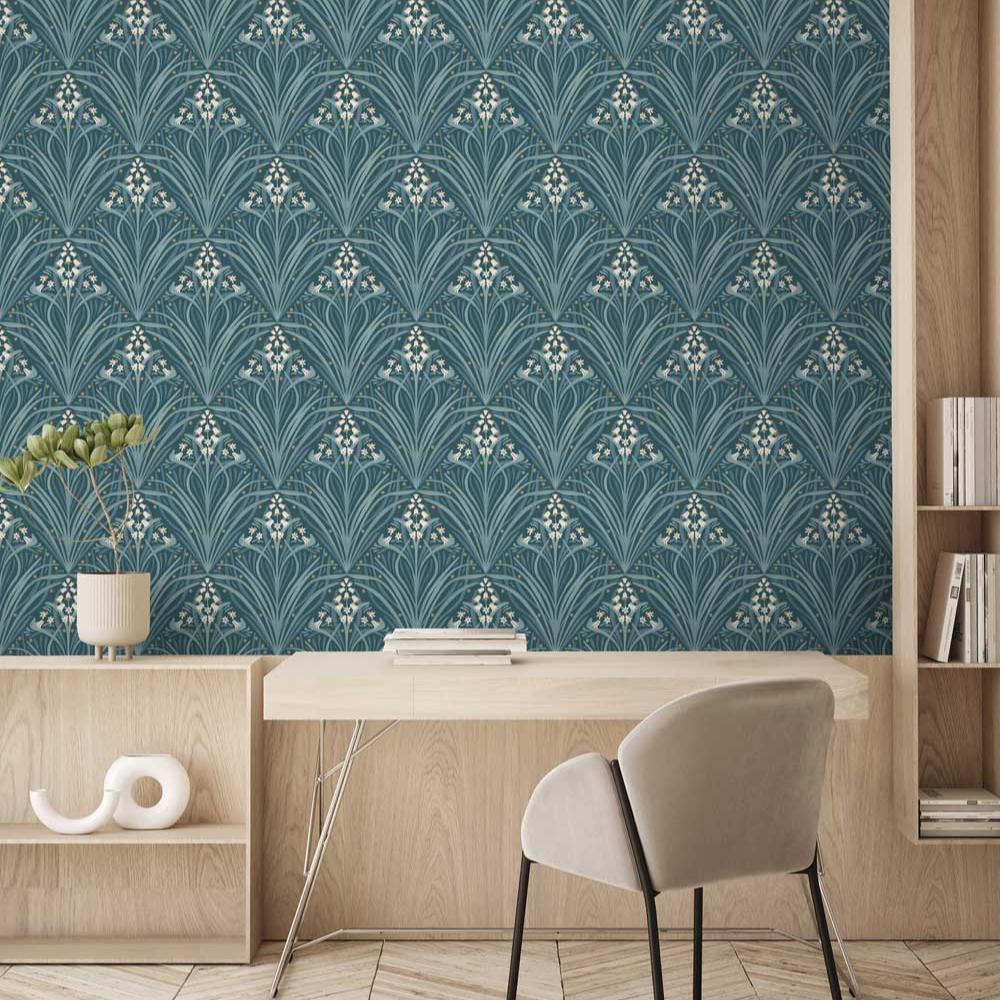 Victorian Bloom Wallpaper - Dark Green room view