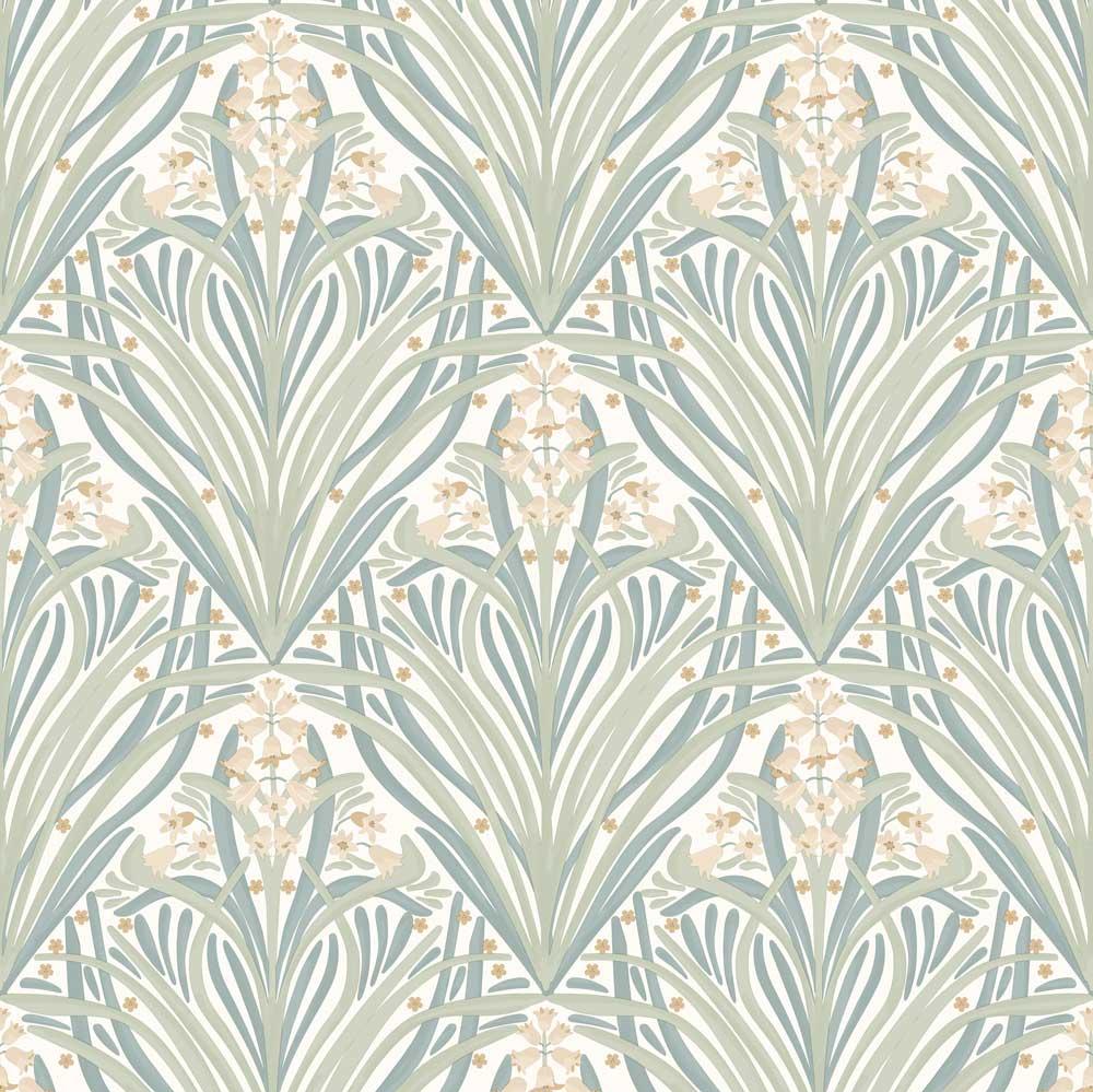 Victorian Bloom Wallpaper - Light Green pattern