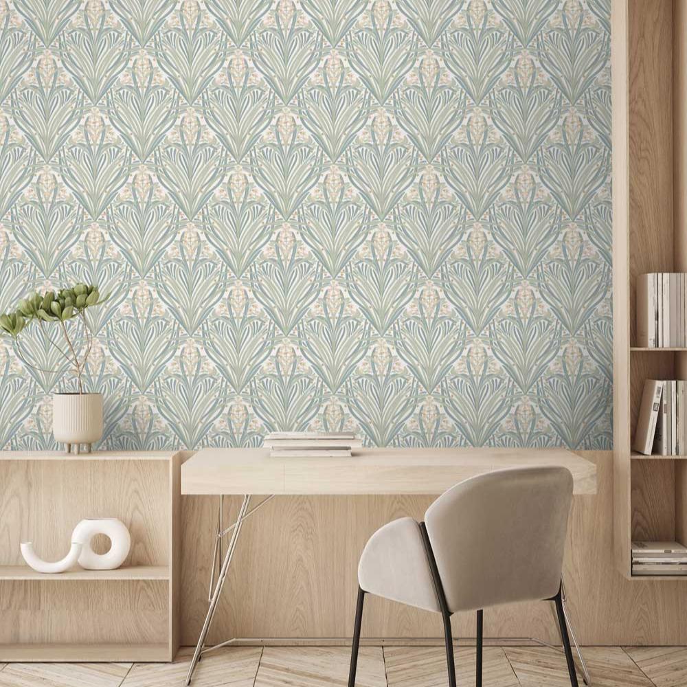 Victorian Bloom Wallpaper - Light Green room view