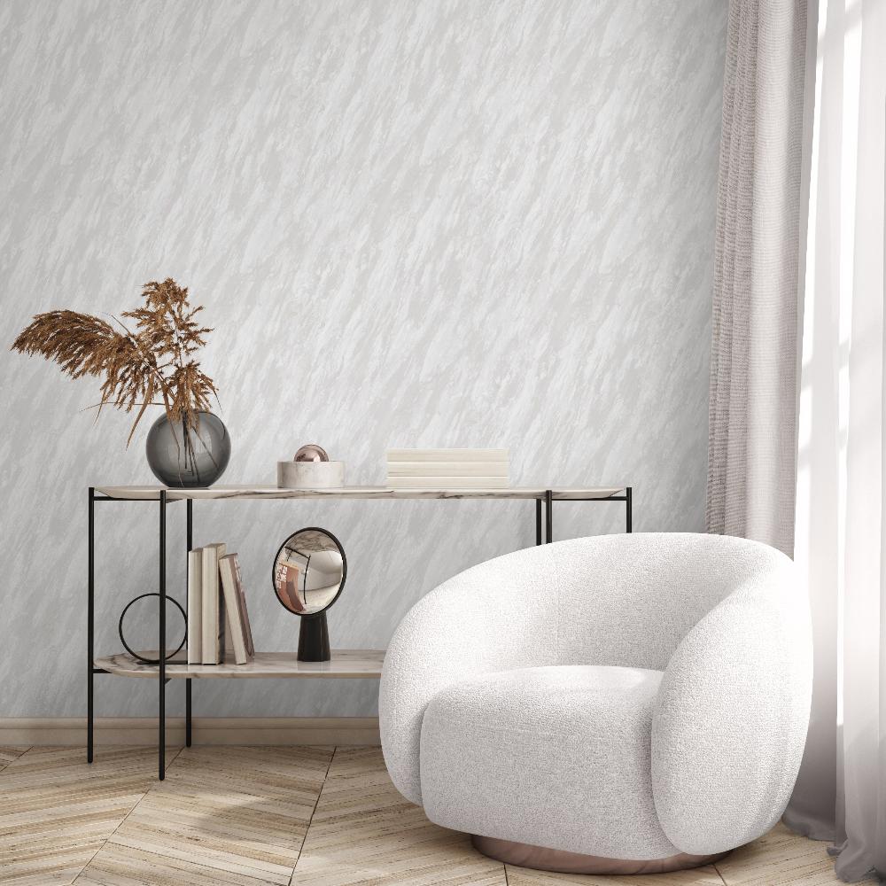 Luxe Marble (with Glint) Wallpaper - White room view