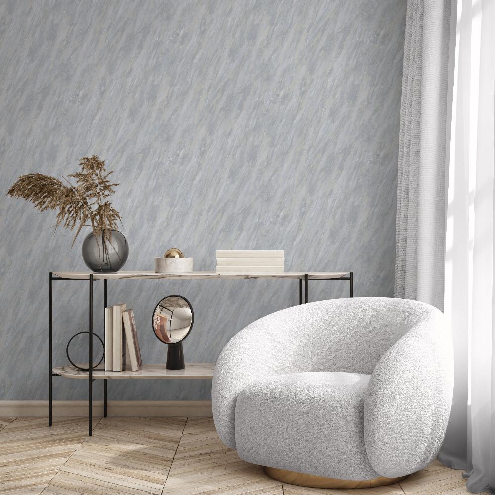 Luxe Marble (with Glint) Wallpaper - Light Grey room view