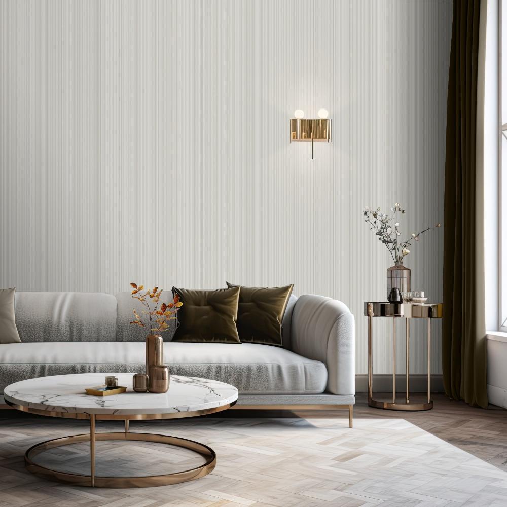 Glint Stria Stripe Wallpaper - Natural room view