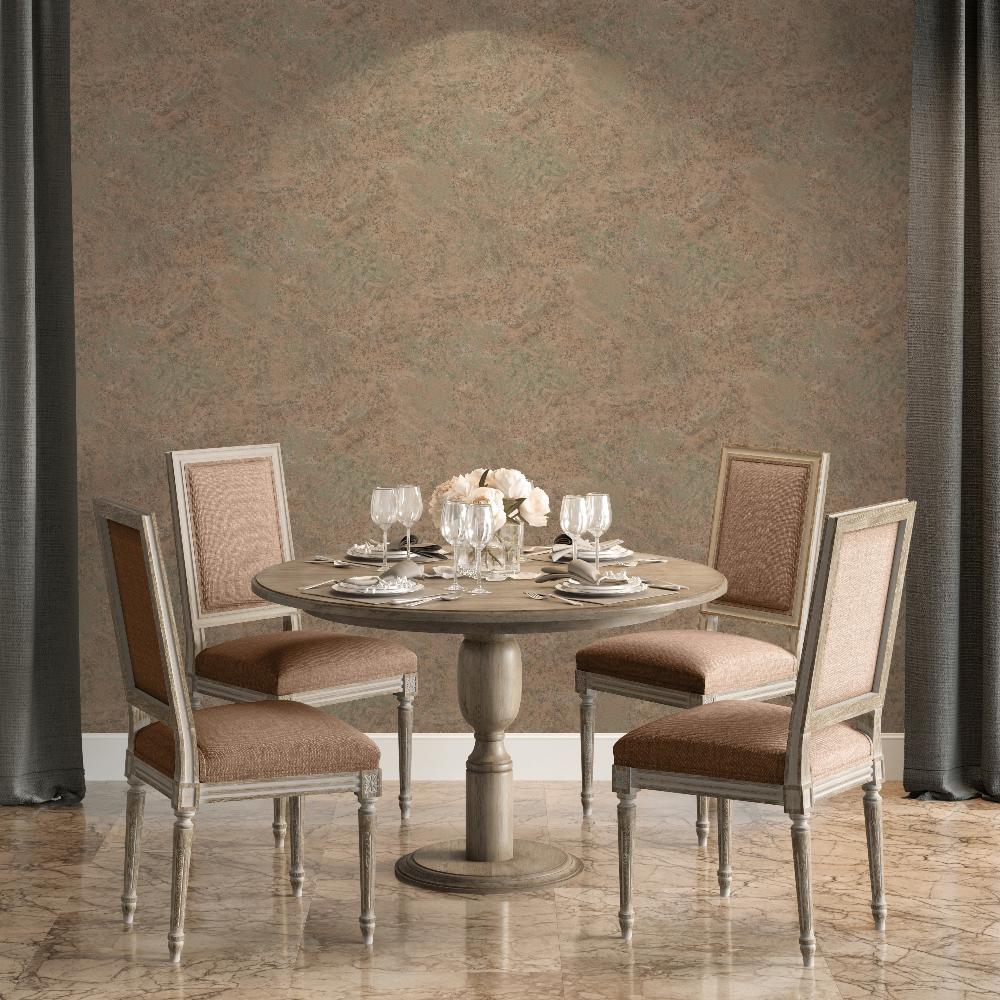 Lustre Stucco Wallpaper - Terracotta room view