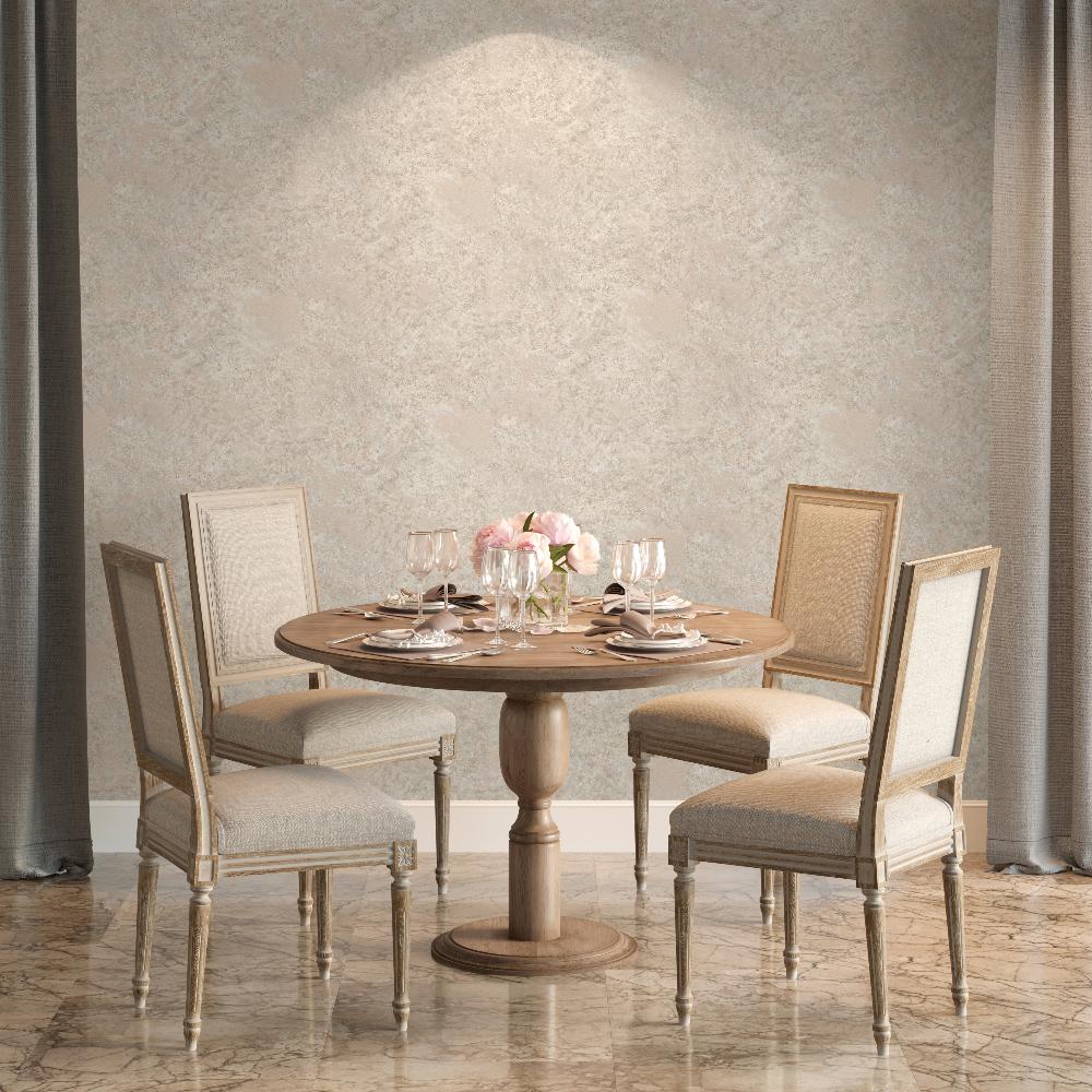 Lustre Stucco Wallpaper - Beige room view
