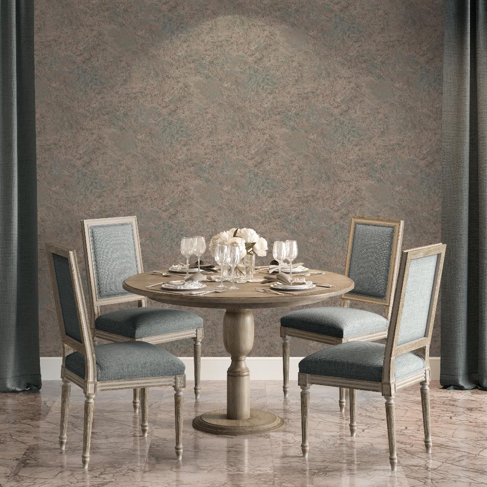 Lustre Stucco Wallpaper - Brown room view